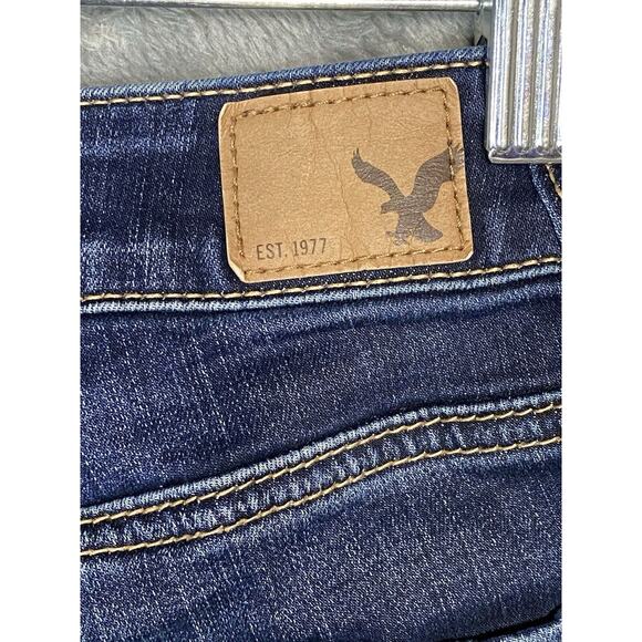 American Eagle Outfitters Jegging Woman Size 4 Super Stretch Ripple Dark Wash - Picture 8 of 16